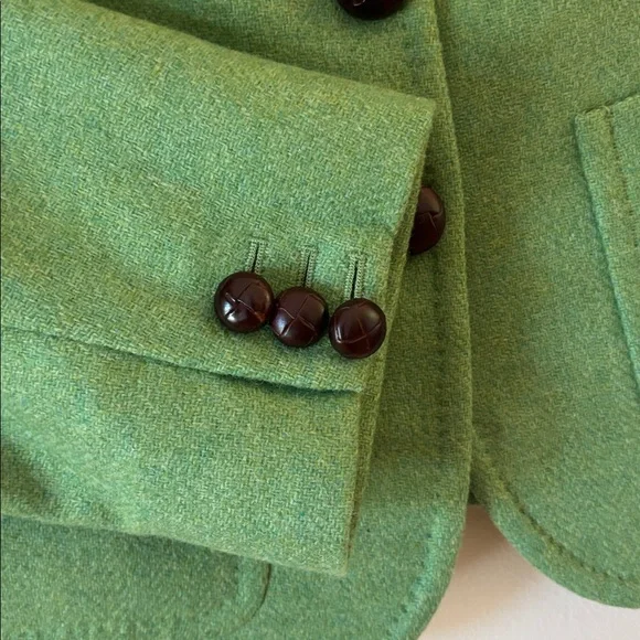 Vintage J Crew Scotland Wool Robert Noble Green Button Blazer Women’s 6 Small